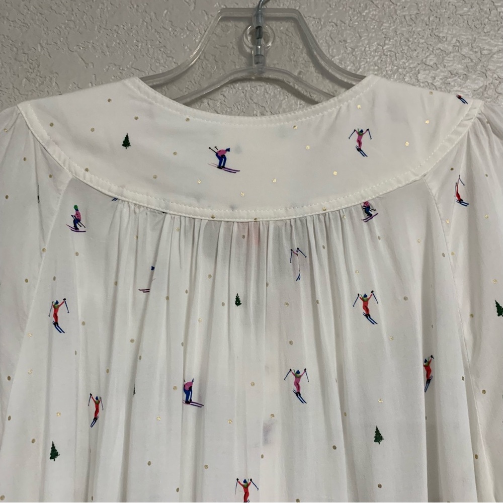 32 of 52 Conversations Anthropologie Blouse Top Womens 16 Skier Novelty Print - Picture 10 of 16